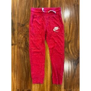 Nike Girls Pink Heathered Joggers Sweatpants Size 4-5YRS Just Do It Logo